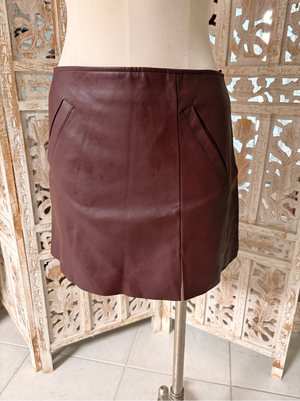 Blank NYC Wine Burgundy Faux Leather Mini Skirt